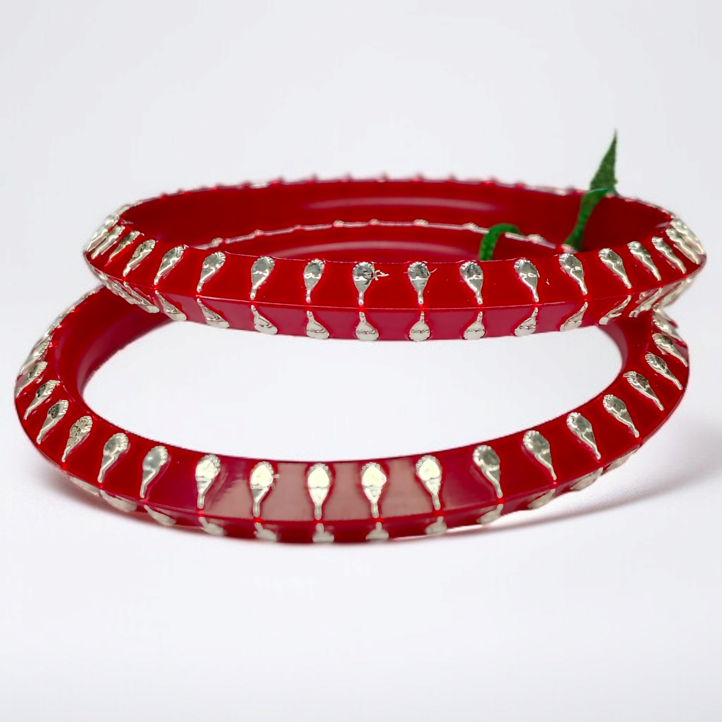 RED LITE KANKAN DESIGN 995 ORIGINAL SILVER POLA BANGLES FOR WOMEN 1 PAIR - SOLD AS MRP BY RAJLAXMI.(GET FREE SILVER POLA RING) HAPPY HOURS OFFER.