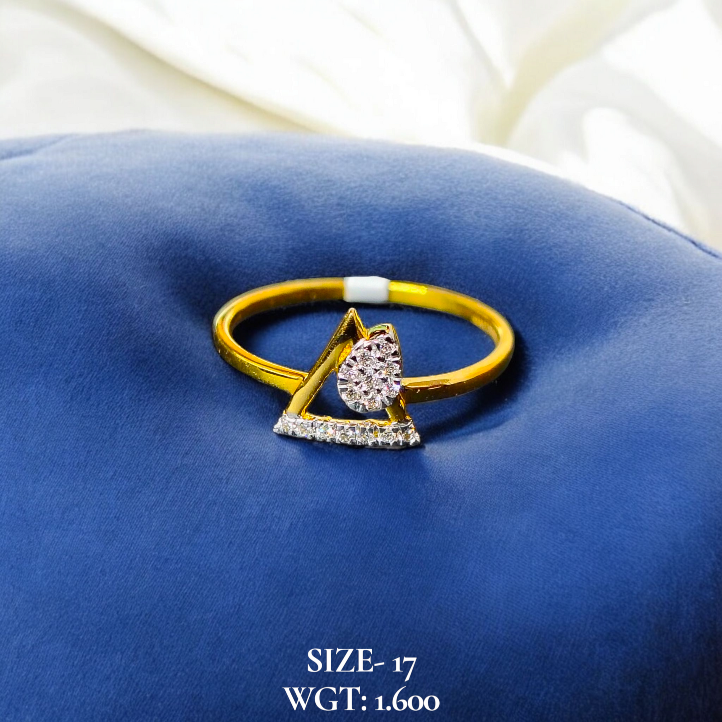 RAJLAXMI DIAMOND JEWELLERY (SIZE:17) - WGT: 1.600 GM - NATURAL DIAMOND (0.10 CENT) HUID HALLMARK 18KT DIAMOND FINGER RING FOR WOMEN WITH CERTIFICATE OF AUTHENTICITY BY ZORBA (DESIGN NO: LRAP4694).