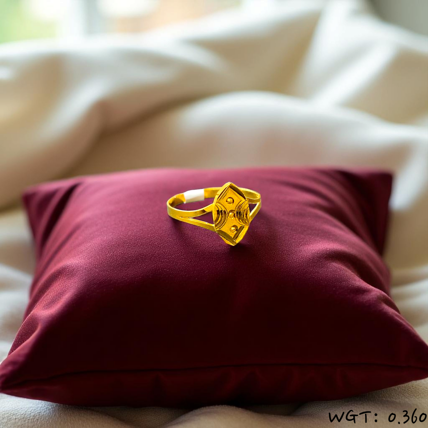 (GBJ) TRJ WGT: 0.360 GM APPROX 22KT HUID HALLMARK GOLD BABY FINGER RING 1 PIECE FOR RICE CEREMONY & BIRTHDAY.