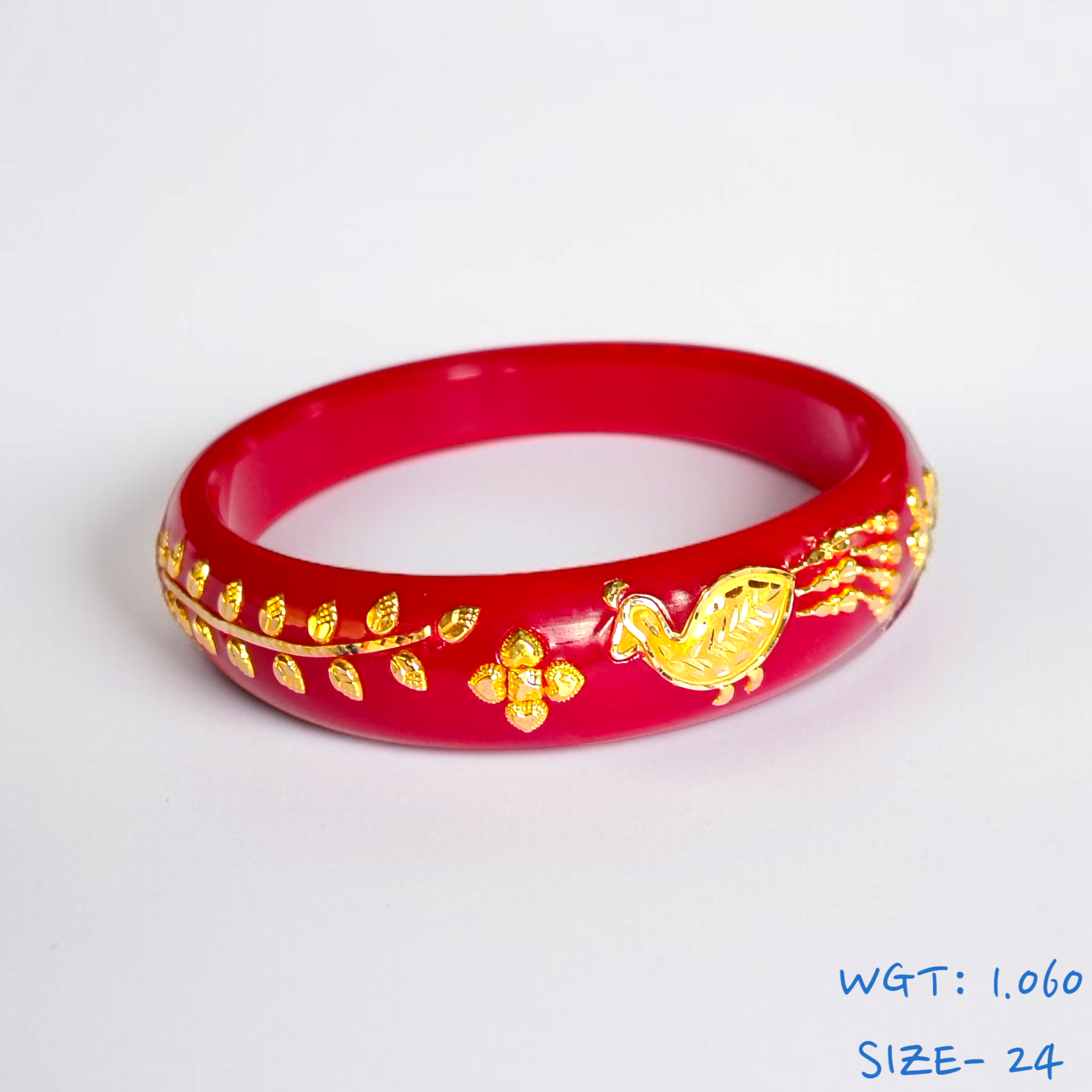 GBP18 (SIZE- 24) RED COLOUR 18KT HALLMARK GOLD BRACELET POLA 1 PIECE FOR MARRIED WOMEN (REGULAR USE) APPROX WGT: 1.060 GM