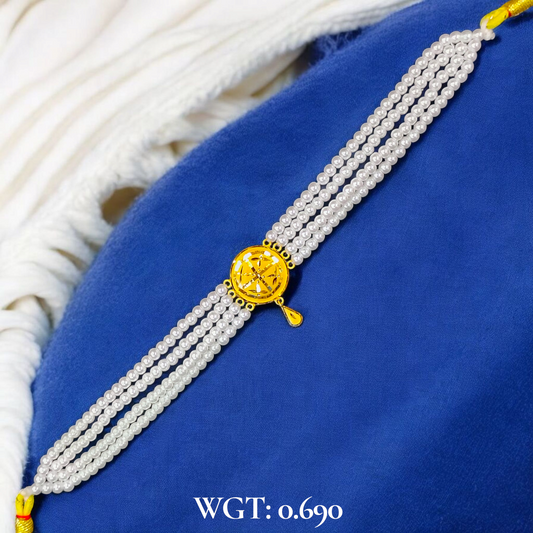 CERTIFIED BIS HUID HALLMARK 916 22KT GOLD MOTI CHOKER 1 PIECE (WGT:0.690 GM) WITH ADJUSTABLE TASSEL FOR GIFT IN MARRIAGE.