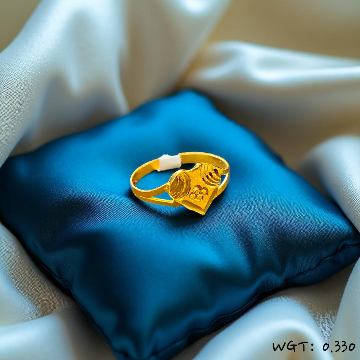 (GBJ) TRJ WGT: 0.330 GM APPROX 22KT HUID HALLMARK GOLD BABY FINGER RING 1 PIECE FOR RICE CEREMONY & BIRTHDAY.