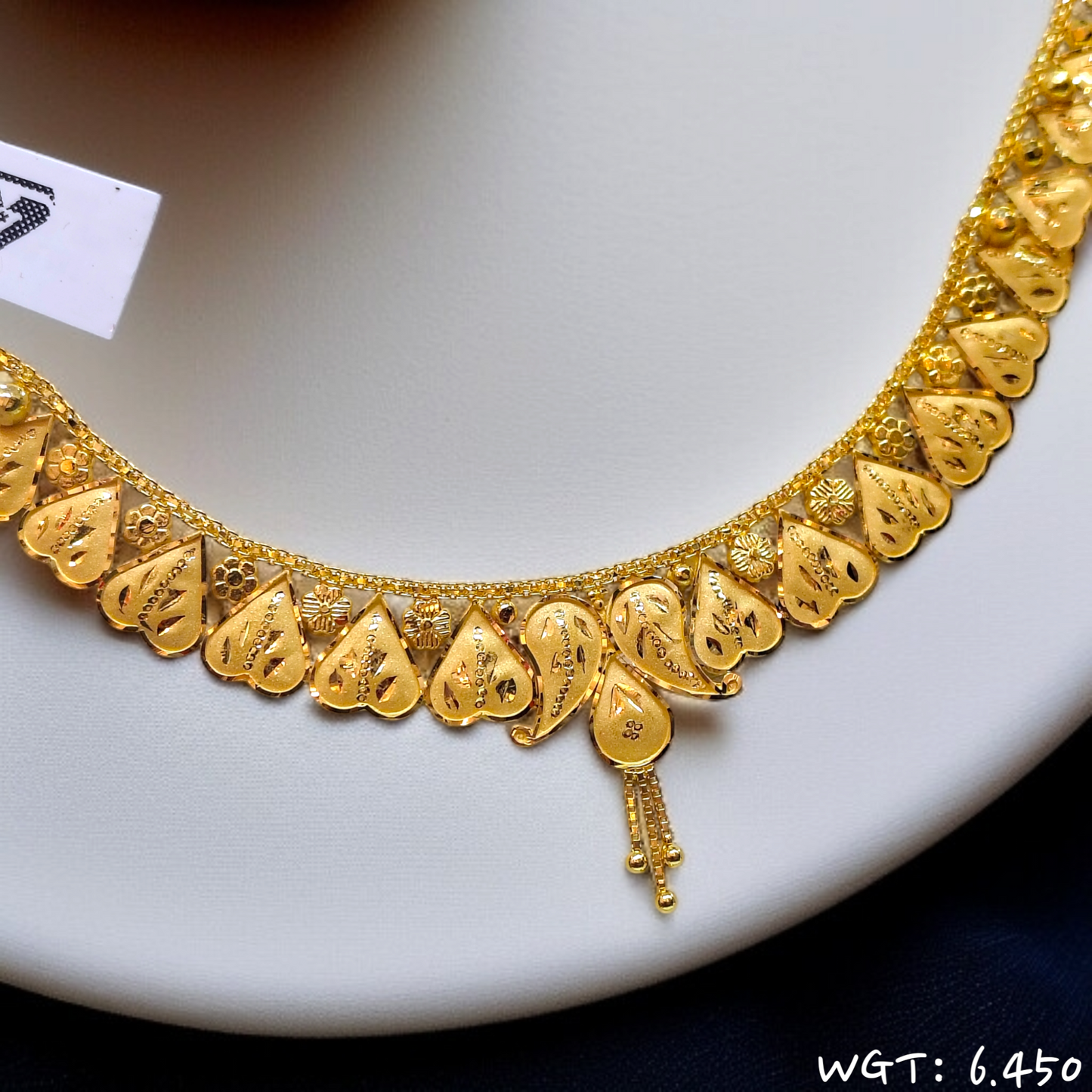 RAJLAXMI WGT: 6.450 GM APPROX HUID HALLMARK 22KT GOLD NECKLACE 1 PIECE WITH ADJUSTABLE TASSEL.