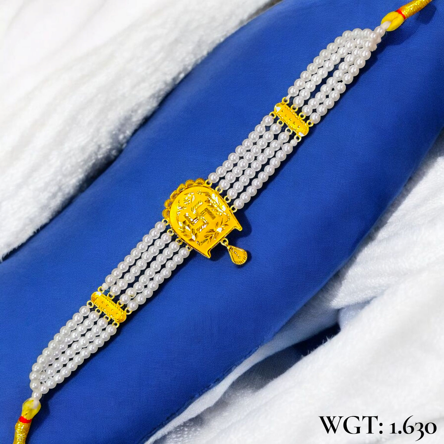 CERTIFIED BIS HUID HALLMARK 916 22KT GOLD MOTI CHOKER 1 PIECE (WGT:1.630 GM) WITH ADJUSTABLE TASSEL FOR GIFT IN MARRIAGE.
