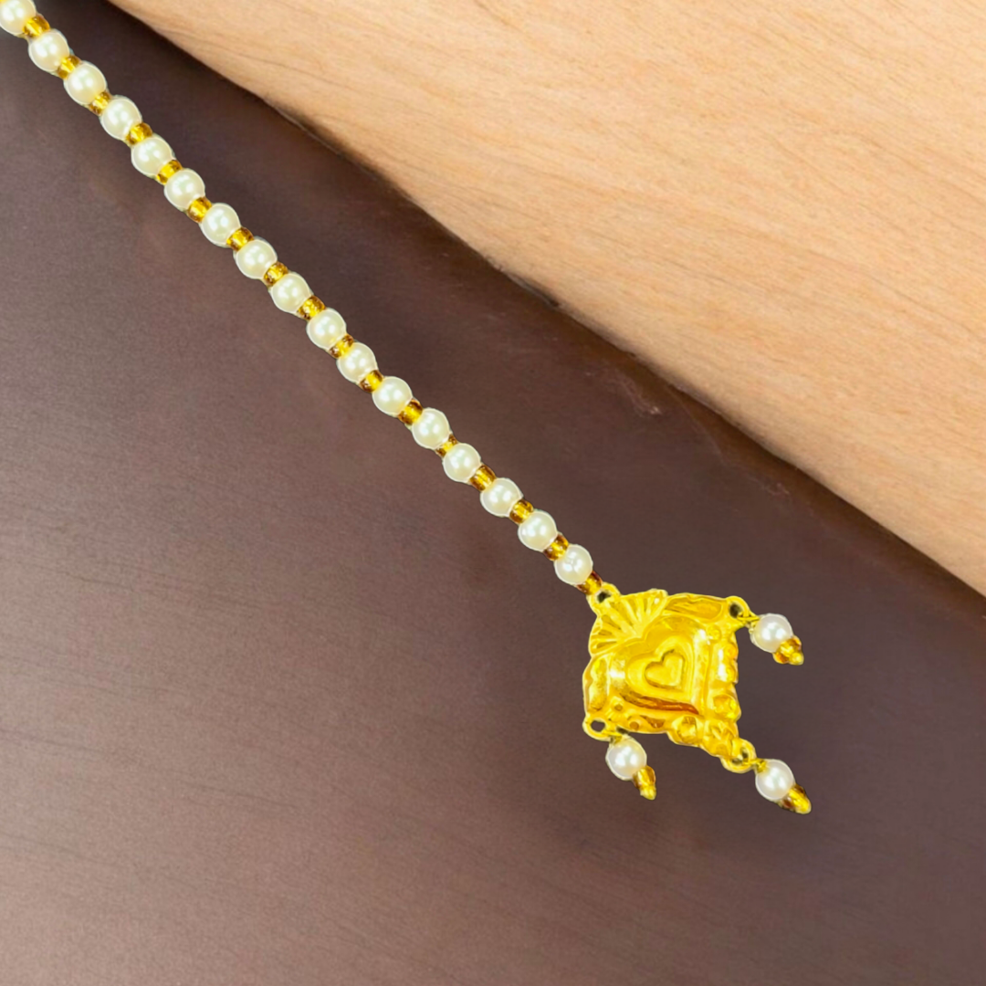 FLORAL HEART DESIGN (WGT: 0.220 GM APPROX) KDM GOLD (MANGTIKA) MOTI TICKLY 1 PIECE (50 TONCH) BEST FOR GIFT IN MARRIAGE.