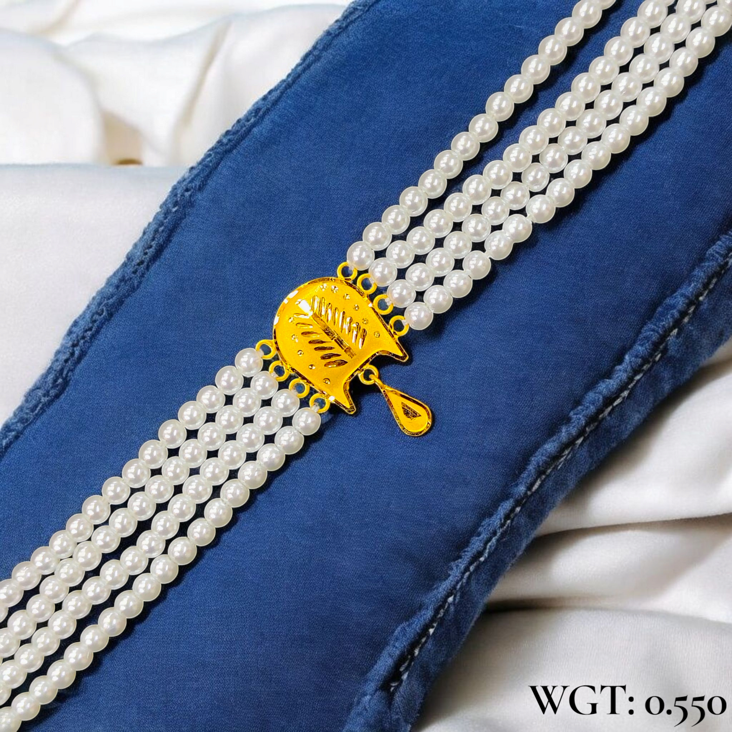 (GREAT FREEDOM OFFER) CERTIFIED BIS HUID HALLMARK 916 22KT GOLD MOTI CHOKER 1 PIECE (WGT:0.550 GM) WITH ADJUSTABLE TASSEL FOR GIFT IN MARRIAGE.