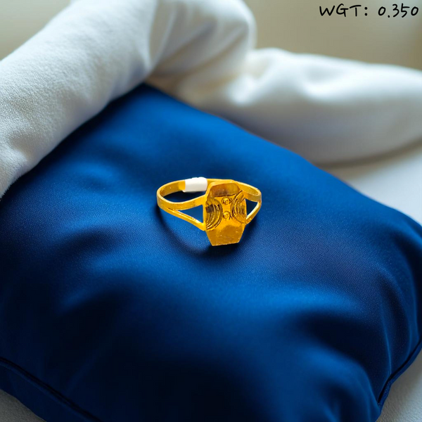 (GBJ) TRJ WGT: 0.350 GM APPROX 22KT HUID HALLMARK GOLD BABY FINGER RING 1 PIECE FOR RICE CEREMONY & BIRTHDAY.