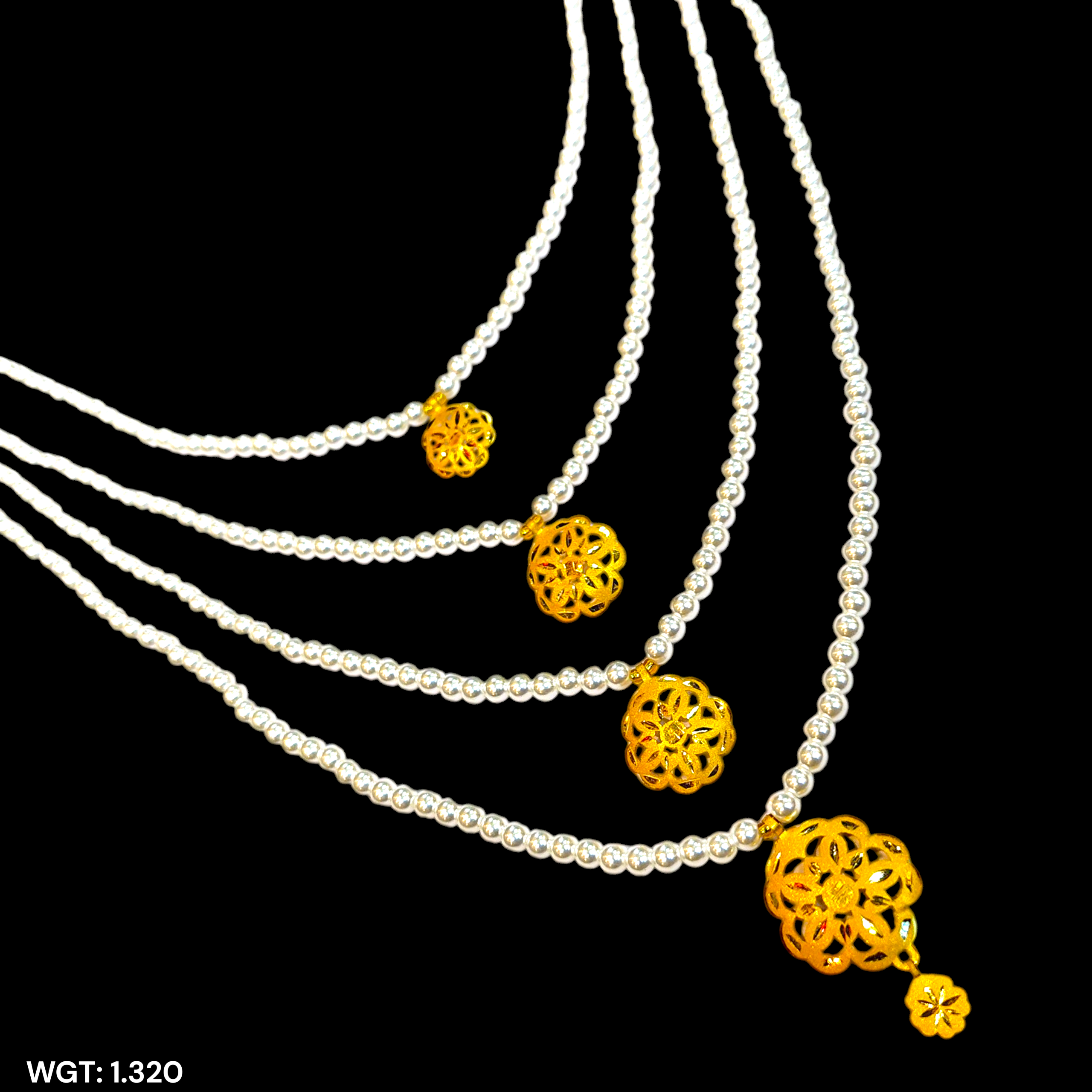 (GMH) TRJ WGT: 1.320 GM APPROX 22KT HUID HALLMARK GOLD MOTI LAHORI NECKLACE 1 PIECE WITH ADJUSTABLE TASSEL.