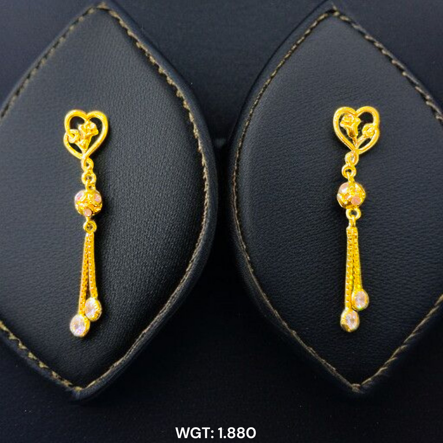 (GER22) BIS CERTIFIED WGT: 1.880 GM APPROX HUID HALLMARK 916 22KT GOLD EARRINGS KANBALA 1 PAIR FOR WOMEN.