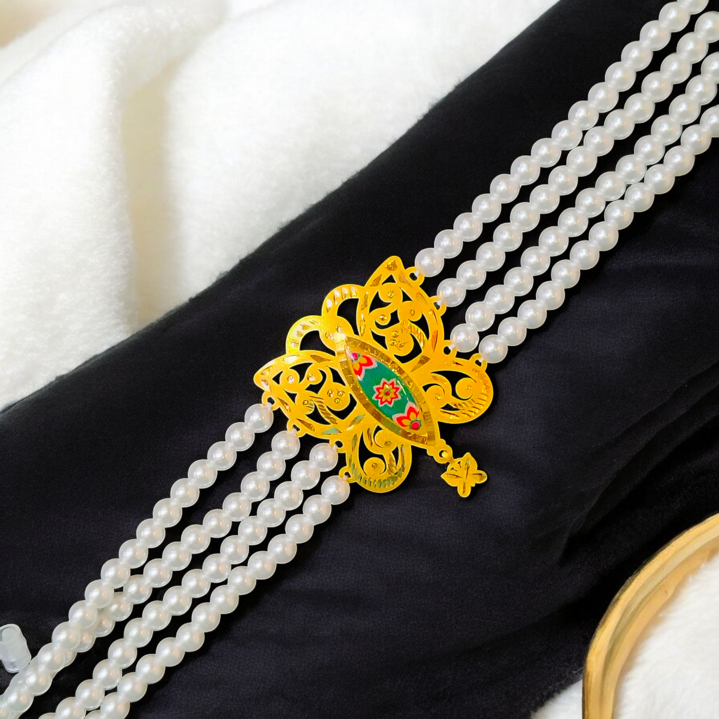 CERTIFIED BIS HUID HALLMARK 916 22KT GOLD MOTI CHOKER 1 PIECE (WGT:1.130 GM) WITH ADJUSTABLE TASSEL FOR GIFT IN MARRIAGE.