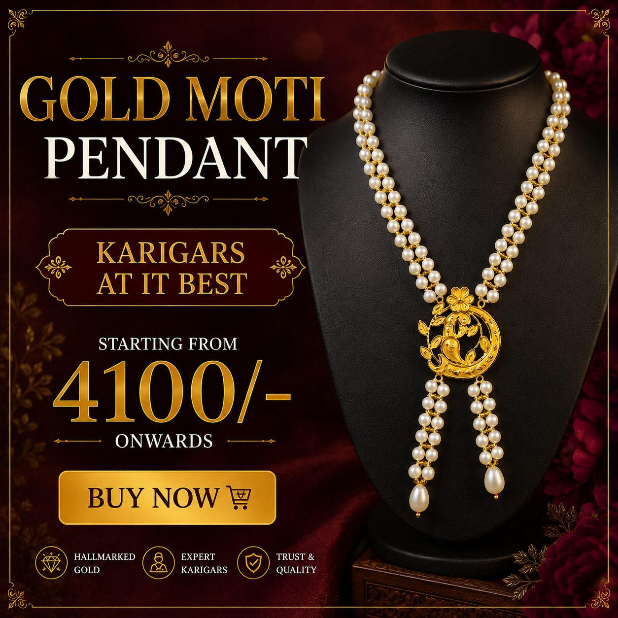 GOLD MOTI PENDANT