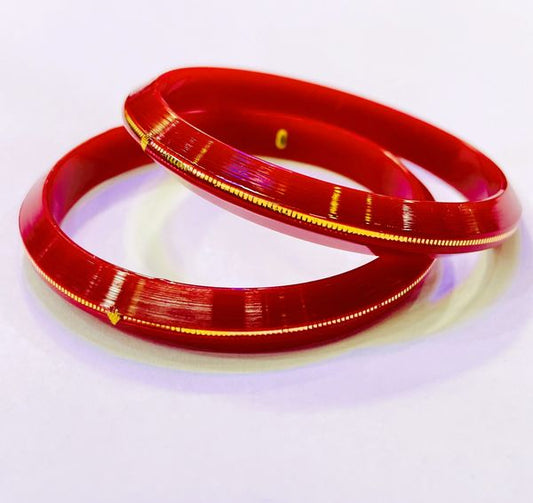 RED HUID HALLMARK 22KT GOLD KANKAN POLA BANGLES (LAMINATED) 1 PAIR APPROX. WGT: 0.150 GM WITH PURITY CARD (NON EXCHANGEABLE)