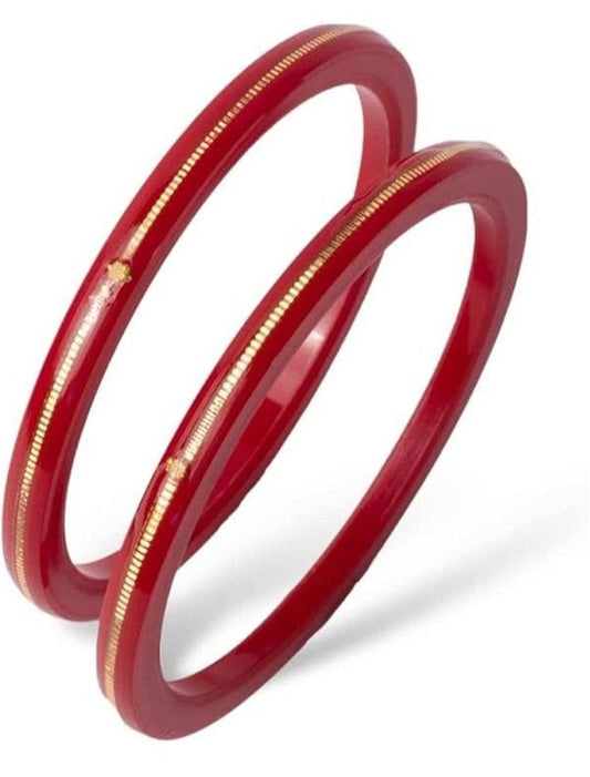 RED LITES VERSION HUID HALLMARK 916 22KT GOLD POLA BADHANO BANGLES VIRAL POLA (LAMINATED) 1 PAIR APPROX. WGT: 0.100 GM. (NON EXCHANGEABLE) WITH PURITY CARD