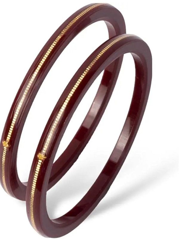 TRJ MAROON LITES HUID HALLMARK 916 22KT GOLD LAMINATION POLA BADHANO BANGLES FACEBOOK VIRAL POLA 1 PAIR APPROX. WGT: 0.100 GM. (FUTURE EXCHANGE VALUE 25% OF PRODUCT PRICE IN BILL WITH ANY JEWELLERY).
