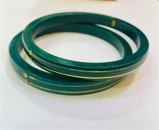 GREEN DOUBLE DEKKER HUID HALLMARK 22KT GOLD POLA BADHANO BANGLES VIRAL POLA (LAMINATED) 1 PAIR APPROX. WGT: 0.300 GM WITH PURITY CARD (NON EXCHANGEABLE)