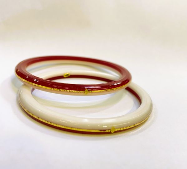 TRJ RW HUID HALLMARK 22KT GOLD LAMINATION POLA BADHANO BANGLES FACEBOOK VIRAL POLA 1 PAIR APPROX. WGT: 0.150 GM (FUTURE EXCHANGE VALUE 40% OF PRODUCT PRICE IN BILL WITH ANY JEWELLERY).