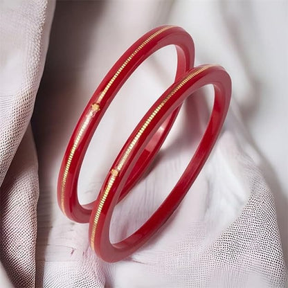 RED LITES VERSION HUID HALLMARK 916 22KT GOLD POLA BADHANO BANGLES VIRAL POLA (LAMINATED) 1 PAIR APPROX. WGT: 0.100 GM. (NON EXCHANGEABLE) WITH PURITY CARD