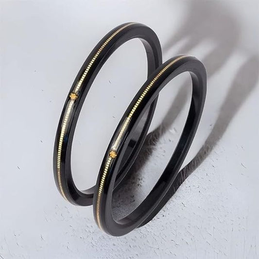 BLACK LITES VERSION HUID HALLMARK 916 22KT GOLD POLA BADHANO BANGLES VIRAL POLA (LAMINATED) 1 PAIR APPROX. WGT: 0.100 GM. (NON EXCHANGEABLE) WITH PURITY CARD