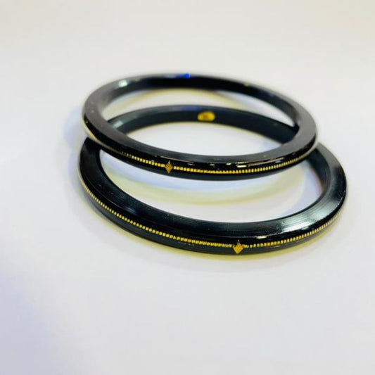 (FVP) TRJ BLACK HALLMARK 22KT GOLD LAMINATION POLA BADHANO BANGLES VIRAL POLA 1 PAIR APPROX. WGT: 0.150 GM WITH PURITY CARD (FUTURE EXCHANGE VALUE  RS 800) WITH ANY JEWELLERY FOR LIFETIME.