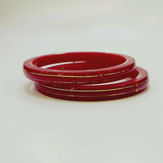 RED LITE VERSION DOUBLE DEKKER HUID HALLMARK 22KT GOLD POLA BADHANO BANGLES VIRAL POLA (LAMINATED) 1 PAIR APPROX. WGT: 0.200 GM (NON EXCHANGEABLE)