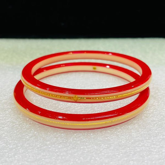 VIVRANT LITES VERSION HUID HALLMARK 916 22KT GOLD POLA BADHANO BANGLES VIRAL POLA (LAMINATED) 1 PAIR APPROX. WGT: 0.100 GM. (NON EXCHANGEABLE) WITH PURITY CARD