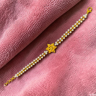 GOLD MOTI WRISTLET- (V2HPKU) (WGT: 0.350 GM APPROX) BIS CERTIFIED HUID HALLMARK 375 9KT GOLD WRISTLET (BRACELET) WITH MOTI CHAIN FOR WOMEN (ADJUSTABLE SIZE).