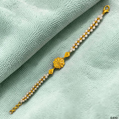 GOLD MOTI WRISTLET- (APR251) (WGT: 0.610 GM APPROX) BIS CERTIFIED HUID HALLMARK 375 9KT GOLD WRISTLET (BRACELET) WITH MOTI CHAIN FOR WOMEN (ADJUSTABLE SIZE).