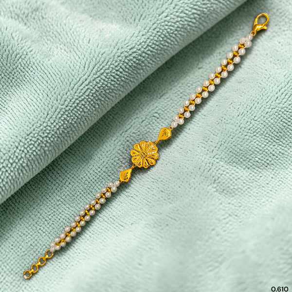 GOLD MOTI WRISTLET- (APR251) (WGT: 0.610 GM APPROX) BIS CERTIFIED HUID HALLMARK 375 9KT GOLD WRISTLET (BRACELET) WITH MOTI CHAIN FOR WOMEN (ADJUSTABLE SIZE).