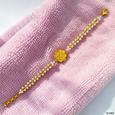 GOLD MOTI WRISTLET- (N3EXGG) (WGT: 0.430 GM APPROX) BIS CERTIFIED HUID HALLMARK 375 9KT GOLD WRISTLET (BRACELET) WITH MOTI CHAIN FOR WOMEN (ADJUSTABLE SIZE).