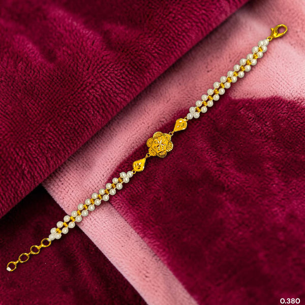 GOLD MOTI WRISTLET- (6UWJU8) (WGT: 0.380 GM APPROX) BIS CERTIFIED HUID HALLMARK 375 9KT GOLD WRISTLET (BRACELET) WITH MOTI CHAIN FOR WOMEN (ADJUSTABLE SIZE).
