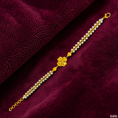 GOLD MOTI WRISTLET- (BDBGH4) (WGT: 0.610 GM APPROX) BIS CERTIFIED HUID HALLMARK 375 9KT GOLD WRISTLET (BRACELET) WITH MOTI CHAIN FOR WOMEN (ADJUSTABLE SIZE).