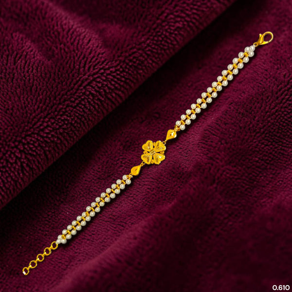 GOLD MOTI WRISTLET- (BDBGH4) (WGT: 0.610 GM APPROX) BIS CERTIFIED HUID HALLMARK 375 9KT GOLD WRISTLET (BRACELET) WITH MOTI CHAIN FOR WOMEN (ADJUSTABLE SIZE).