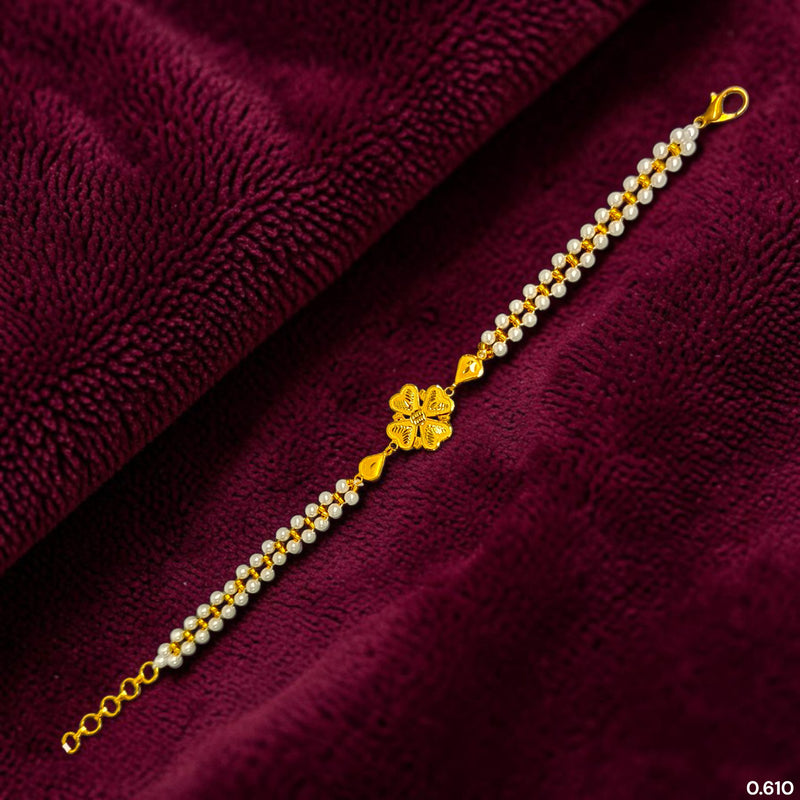 GOLD MOTI WRISTLET- (BDBGH4) (WGT: 0.610 GM APPROX) BIS CERTIFIED HUID HALLMARK 375 9KT GOLD WRISTLET (BRACELET) WITH MOTI CHAIN FOR WOMEN (ADJUSTABLE SIZE).