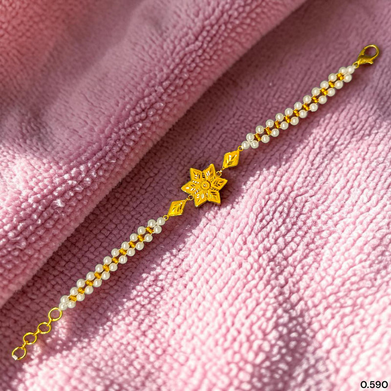 GOLD MOTI WRISTLET- (WRA4LB) (WGT: 0.590 GM APPROX) BIS CERTIFIED HUID HALLMARK 375 9KT GOLD WRISTLET (BRACELET) WITH MOTI CHAIN FOR WOMEN (ADJUSTABLE SIZE).
