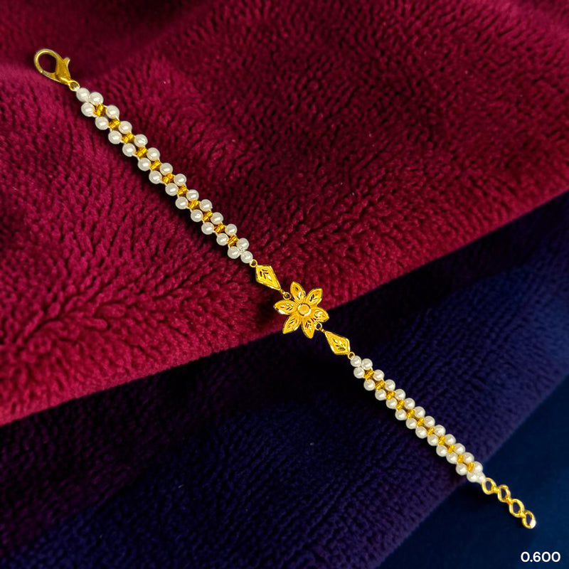 GOLD MOTI WRISTLET- (H4PEK6) (WGT: 0.600 GM APPROX) BIS CERTIFIED HUID HALLMARK 375 9KT GOLD WRISTLET (BRACELET) WITH MOTI CHAIN FOR WOMEN (ADJUSTABLE SIZE).