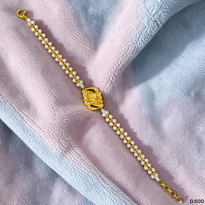 GOLD MOTI WRISTLET- (97TRRH) (WGT: 0.500 GM APPROX) BIS CERTIFIED HUID HALLMARK 375 9KT GOLD WRISTLET (BRACELET) WITH MOTI CHAIN FOR WOMEN (ADJUSTABLE SIZE).