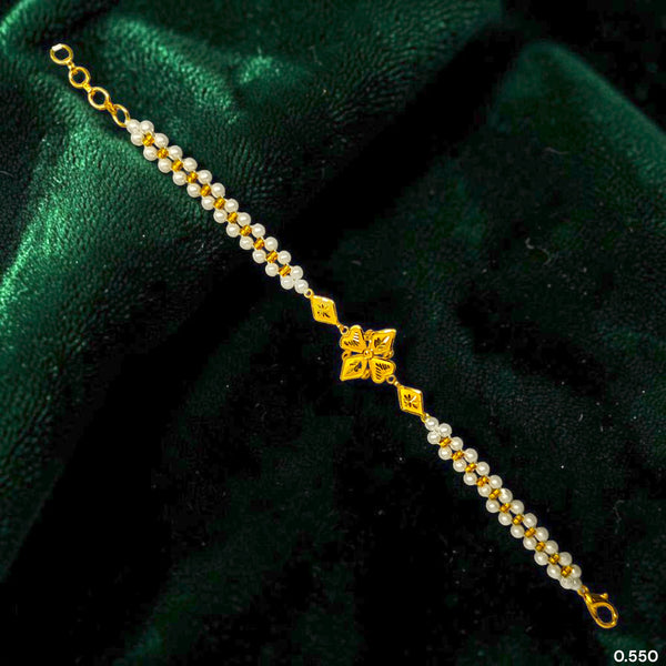 GOLD MOTI WRISTLET- (WBSPNH) (WGT: 0.550 GM APPROX) BIS CERTIFIED HUID HALLMARK 375 9KT GOLD WRISTLET (BRACELET) WITH MOTI CHAIN FOR WOMEN (ADJUSTABLE SIZE).
