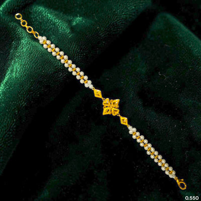 GOLD MOTI WRISTLET- (WBSPNH) (WGT: 0.550 GM APPROX) BIS CERTIFIED HUID HALLMARK 375 9KT GOLD WRISTLET (BRACELET) WITH MOTI CHAIN FOR WOMEN (ADJUSTABLE SIZE).