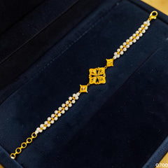 GOLD MOTI WRISTLET- (3D6Q8E) (WGT: 0.700 GM APPROX) BIS CERTIFIED HUID HALLMARK 375 9KT GOLD WRISTLET (BRACELET) WITH MOTI CHAIN FOR WOMEN (ADJUSTABLE SIZE).