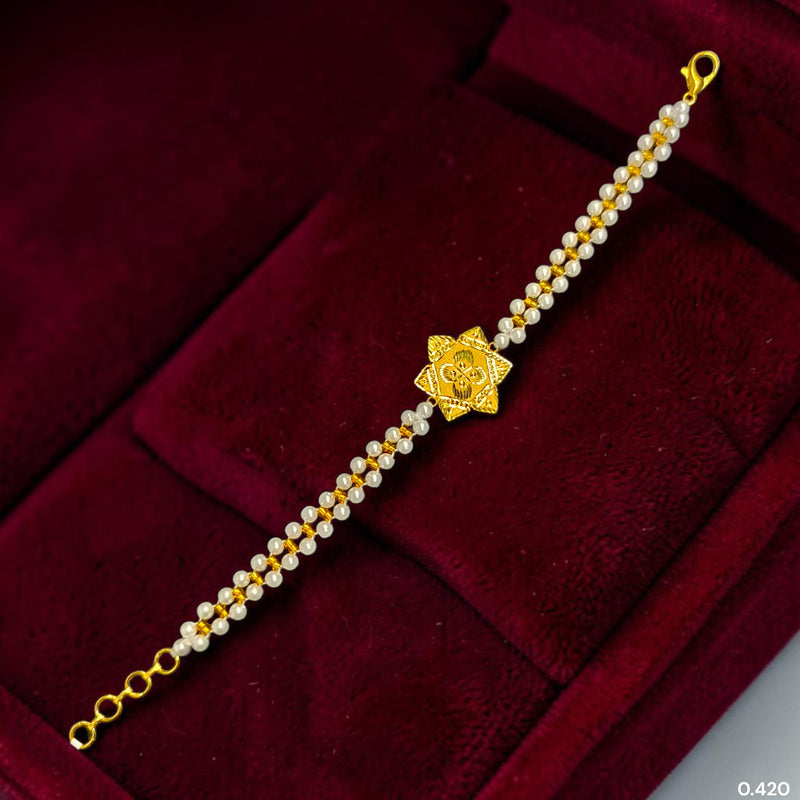 GOLD MOTI WRISTLET- (ZJZFYP) (WGT: 0.420 GM APPROX) BIS CERTIFIED HUID HALLMARK 375 9KT GOLD WRISTLET (BRACELET) WITH MOTI CHAIN FOR WOMEN (ADJUSTABLE SIZE).