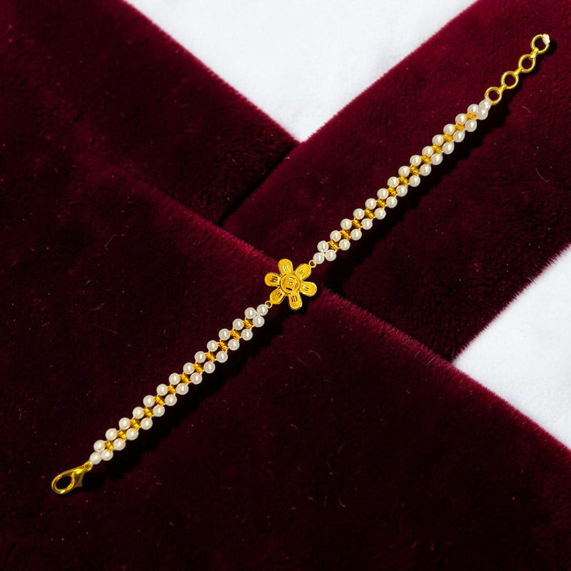 GOLD MOTI WRISTLET- (M238ZZ) (WGT: 0.240 GM APPROX) BIS CERTIFIED HUID HALLMARK 375 9KT GOLD WRISTLET (BRACELET) WITH MOTI CHAIN FOR WOMEN (ADJUSTABLE SIZE).