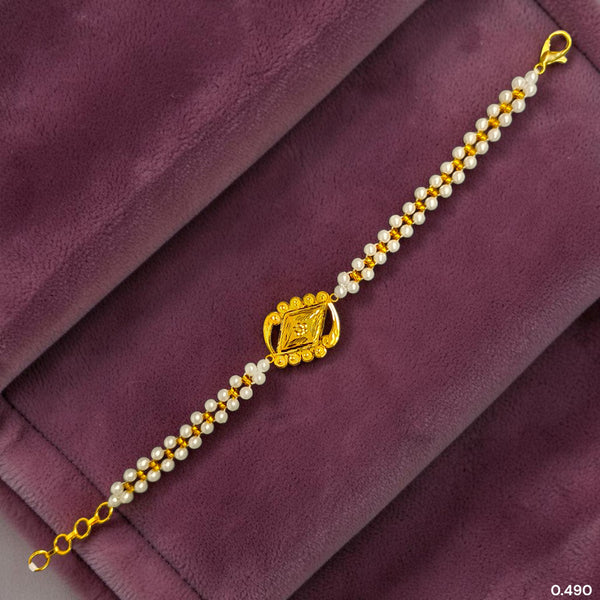 GOLD MOTI WRISTLET- (HPF3DN) (WGT: 0.490 GM APPROX) BIS CERTIFIED HUID HALLMARK 375 9KT GOLD WRISTLET (BRACELET) WITH MOTI CHAIN FOR WOMEN (ADJUSTABLE SIZE).