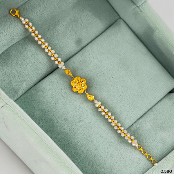 GOLD MOTI WRISTLET- (81ZASJ) (WGT: 0.580 GM APPROX) BIS CERTIFIED HUID HALLMARK 375 9KT GOLD WRISTLET (BRACELET) WITH MOTI CHAIN FOR WOMEN (ADJUSTABLE SIZE).