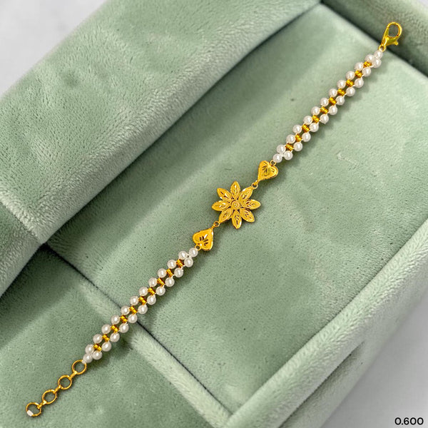GOLD MOTI WRISTLET- (E3BCVF) (WGT: 0.600 GM APPROX) BIS CERTIFIED HUID HALLMARK 375 9KT GOLD WRISTLET (BRACELET) WITH MOTI CHAIN FOR WOMEN (ADJUSTABLE SIZE).
