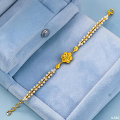 GOLD MOTI WRISTLET- (8V5JEP) (WGT: 0.550 GM APPROX) BIS CERTIFIED HUID HALLMARK 375 9KT GOLD WRISTLET (BRACELET) WITH MOTI CHAIN FOR WOMEN (ADJUSTABLE SIZE).