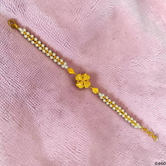 GOLD MOTI WRISTLET- (HWF3UJ) (WGT: 0.650 GM APPROX) BIS CERTIFIED HUID HALLMARK 375 9KT GOLD WRISTLET (BRACELET) WITH MOTI CHAIN FOR WOMEN (ADJUSTABLE SIZE).