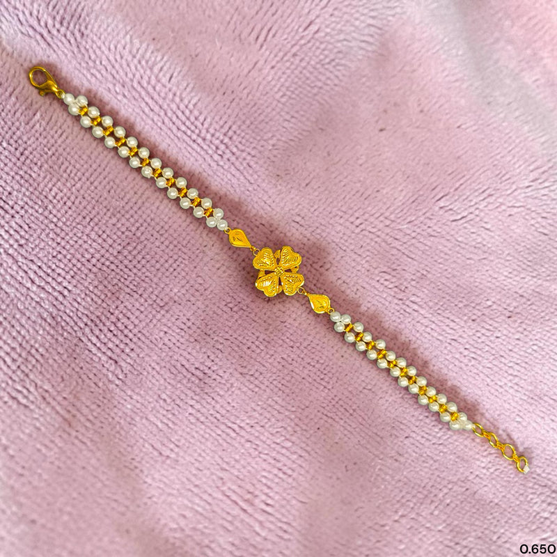 GOLD MOTI WRISTLET- (HWF3UJ) (WGT: 0.650 GM APPROX) BIS CERTIFIED HUID HALLMARK 375 9KT GOLD WRISTLET (BRACELET) WITH MOTI CHAIN FOR WOMEN (ADJUSTABLE SIZE).