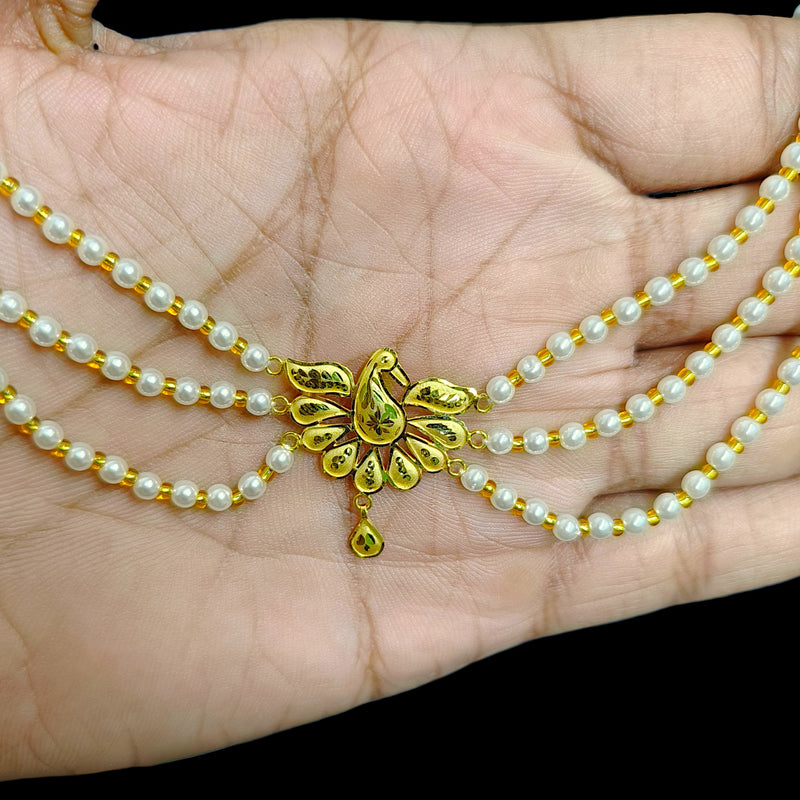 GOLD MOTI HAR- (BNW9WU)-(WGT: 0.920 GM APPROX) BIS CERTIFIED HUID HALLMARK 375 9KT GOLD MOTI NECKLACE 1 PIECE  WITH ADJUSTABLE TASSEL FOR GIFT IN MARRIAGE.