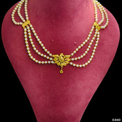 GOLD MOTI HAR- (V299Z8)-(WGT: 0.940 GM APPROX) BIS CERTIFIED HUID HALLMARK 375 9KT GOLD MOTI NECKLACE 1 PIECE  WITH ADJUSTABLE TASSEL FOR GIFT IN MARRIAGE.