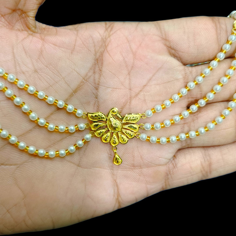 GOLD MOTI HAR- (FBJ5E2)-(WGT: 0.920 GM APPROX) BIS CERTIFIED HUID HALLMARK 375 9KT GOLD MOTI NECKLACE 1 PIECE  WITH ADJUSTABLE TASSEL FOR GIFT IN MARRIAGE.